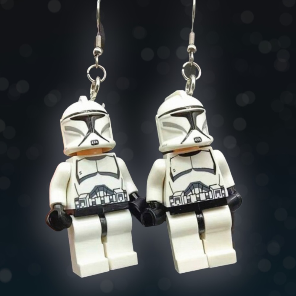 Star Wars Storm Trooper LEGO Character Earrings NWOT
